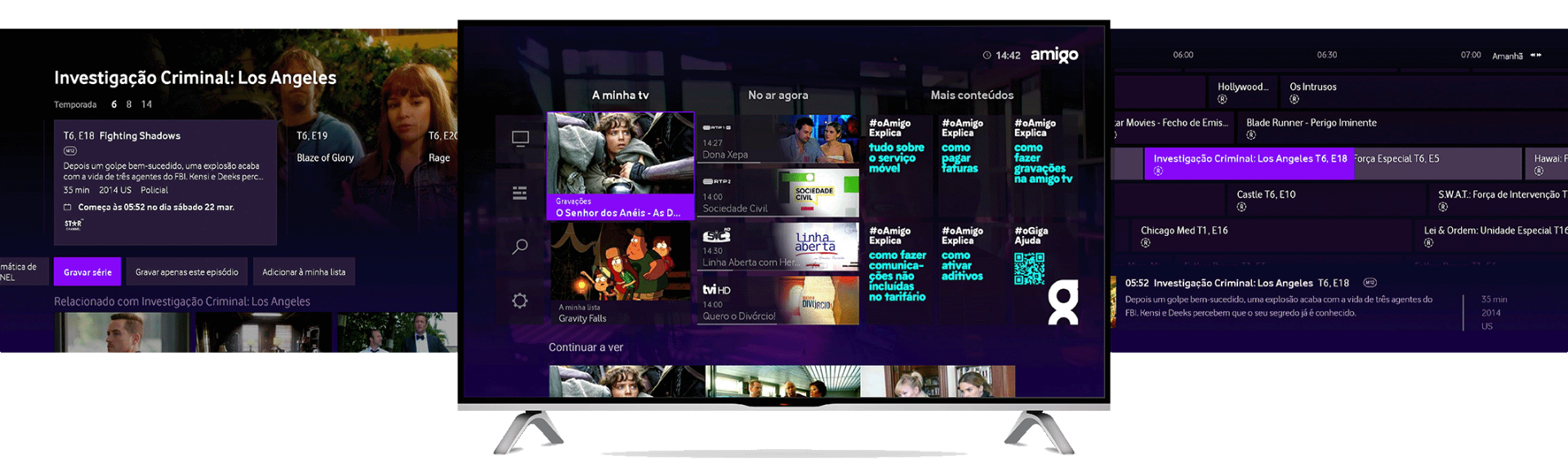 amigo tv 3 televisoes sobrepostas com serviço amigo tv